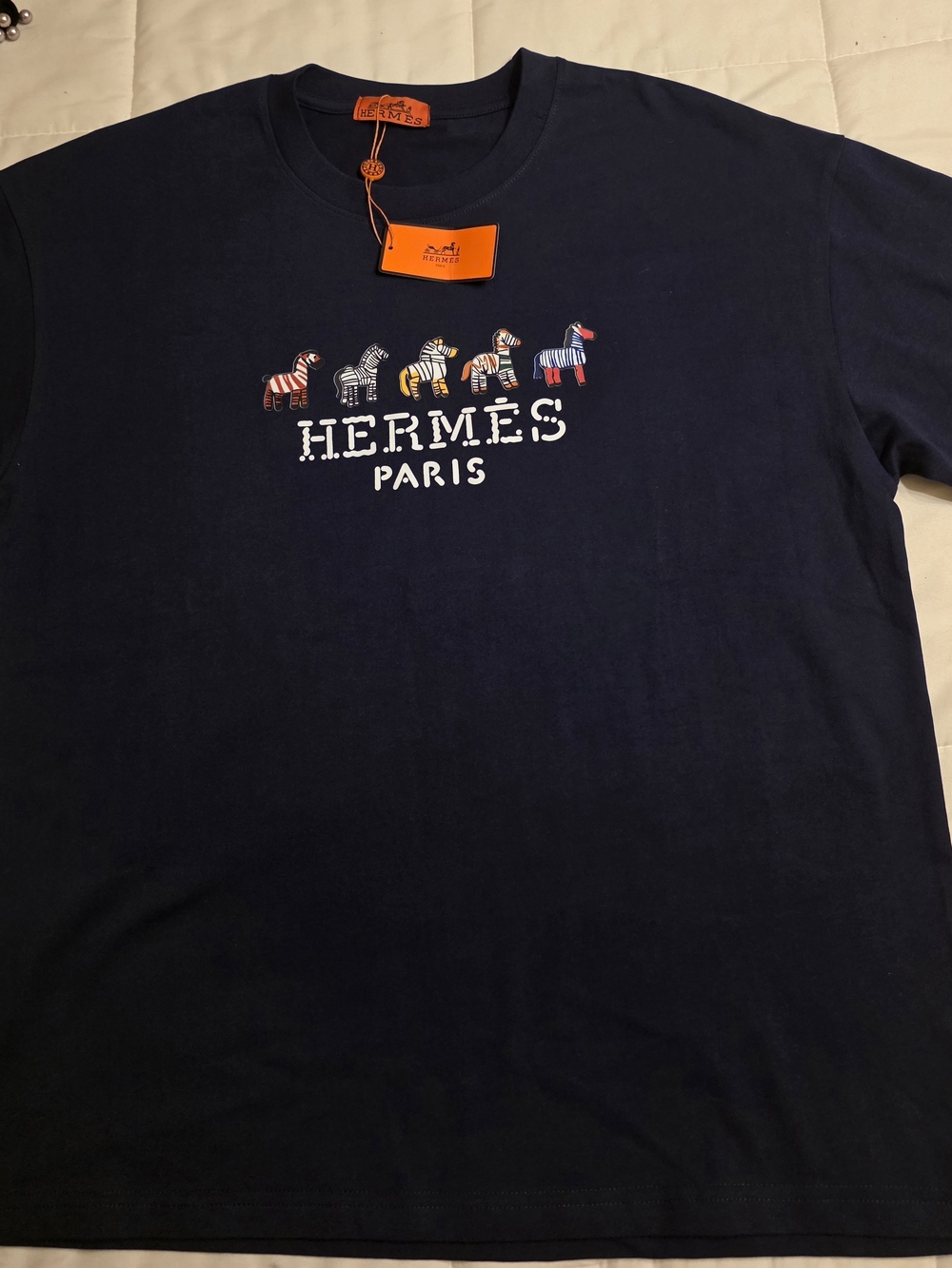 Paris Navy Graphic Zebra Tee For Men Or Women